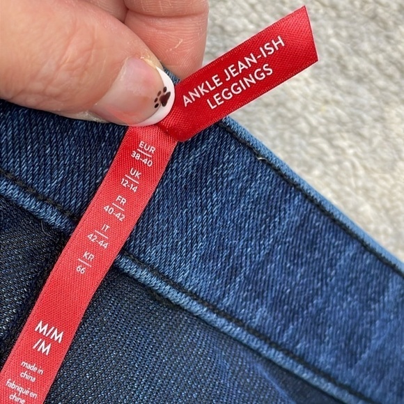 Spanx Jeanish Ankle Leggings Tummy Control Skinny Dark Wash Sz M - Picture 14 of 15